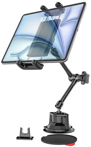Kolasels Tablet Halterung Auto Armaturenbrett, LKW Windschutzscheibe iPad Halterung mit Metallarm, Tablet Halterung Auto Vorne für 4-12,9 Handy & Tablets, iPad Pro/Air/Mini, Galaxy Tabs, iPhone