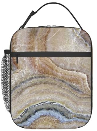 XDVPALNE Onyx Stein Hellblau Druck, Robuste Lunchtasche, wiederverwendbare Kühltasche, isolierte Lunchbox-Tragetasche