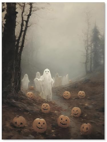 UNXIS Halloween-Geister-Poster, gruseliger Spukwald, Wandkunst, Vintage, Gothic, dunkle Akademie, Dekordruck, 30,5 x 40,6 cm, ungerahmt, Gothic, Raumdekor-Bilder
