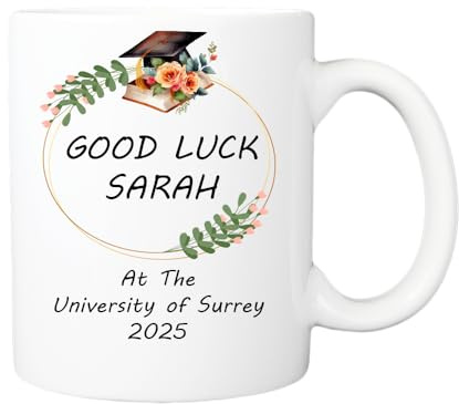 Pickhut Personalised Good Luck at University Mug, Going to University Gifts, Off to Uni Gifts, University Congratulations Gifts (Design 1)