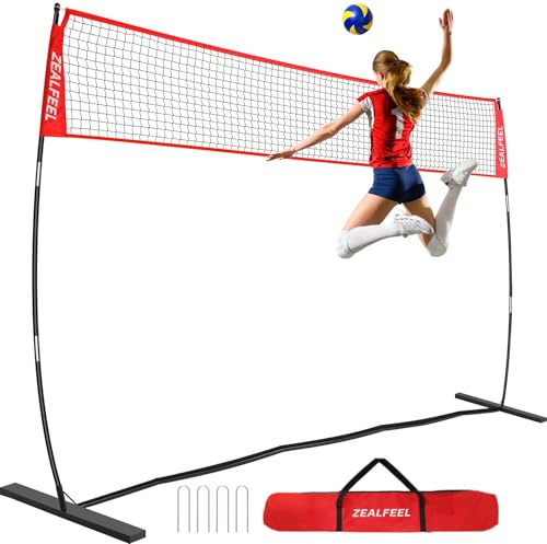 ZEALFEEL Volleyball Net, 12FT Volleyball Training Net for Backyard Height Adjustable, Portable Freestanding Practice Net for Hitting & Serving Drills, Pop up Nets with Carry Bag for Indoor Outdoor