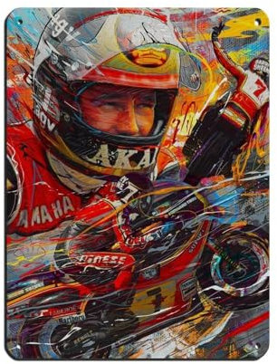 GJHTQLP Barry Sheene Retro-Poster, Metall-Blechschild, schicke Kunst, Retro, Eisenmalerei, Bar, Leute, Höhle, Café, Familie, Garage, Poster, Wanddekoration, 30 x 40 cm