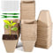 ZQEJEFD Pots de Culture Biodegradable, 100Pcs 8cm Pot Semis Biodégradable Carrés, Pots de Graines en Fibre pour Semis+100Pcs Etiquette Plante+2Pcs Outils de Repiquage pour Graine Plante Fleurs Légumes