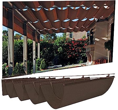 Tenda avvolgibile avvolgibile avvolgibile a forma di U per pergola, tenda a rullo scorrevole con HDPE permeabile all'acqua e protezione solare, colore marrone, dimensioni personalizzabili