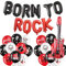 Rock and Roll Party Deko Luftballons - 38 Stück Musik Thema Dekoration Born To Rock Gitarre Folienballon Latexballons, Schwarz Rot Ballons Rockstar Geburtstag Dekorationen