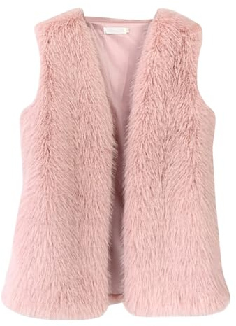 shownicer Gilet Court Femme Fausse Fourrure Manteau sans Manches Cardigan Imitation Fourrure Hiver Gilet