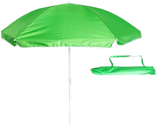 Genérico Sombrilla de playa con inclinación ajustable parasol antiviento resistente para patio exteriores terraza jardín (Verde, 180cm)