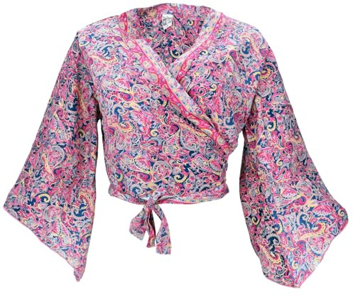 Kurztop, Boho Blusentop, Wickeltop, Wickelbluse, Viskose, flieder, M
