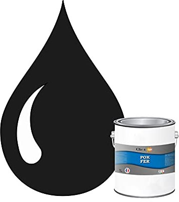 POK Peinture Fer Antirouille – Métal Extérieur Intérieur, Satinée, Protection Rouille - 1L - RAL 9011 Noir graphite