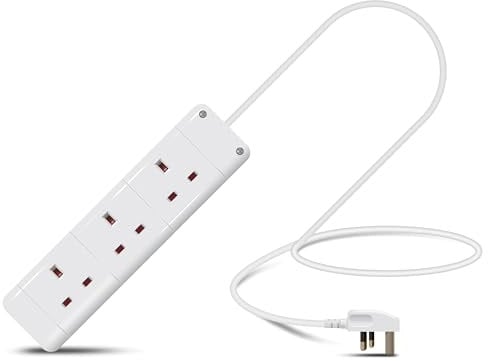 Eagle Three Gang Mains Power 13A Extension Socket to 13A UK Plug Lead Cable, British Standards BS1363 0.5m