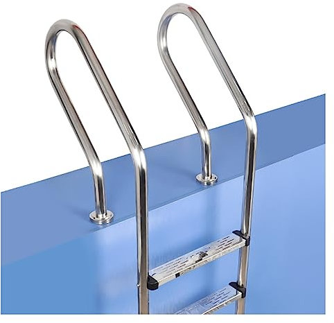 GXXINGIN Stainless Steel Swimming Pool Ladder, 2/3 Step Non-Slip Design for Above Ground Pools, Durable Entry/Exit System, 1.5mm Tube Wall, Silver-B Finish