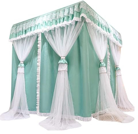 Baldacchino a 4 baldacchini con tende oscuranti e zanzariera a doppio strato - Decorazione da camera da letto in stile palazzo con supporto da terra, antivento, senza staffa(Style 1,180x200cm)