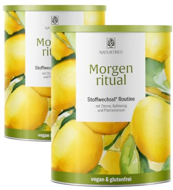 NATURTREU® 300 g Getränkepulver mit Zitrone, Apfelessig & Ingwer | mit Vitamin C – Fruchtiger Drink für deine Morgenroutine – Vegan & ohne zugesetzten Zucker - Vorteilsbundle 2er Paket