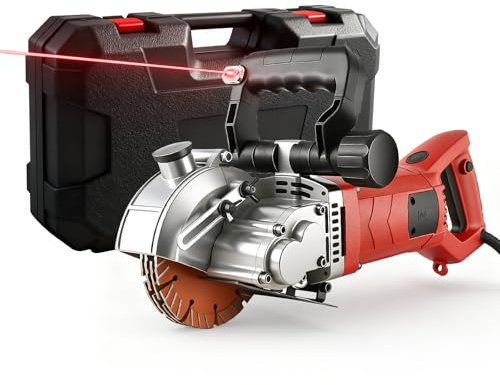 Rainureuse Murale Électrique 4800W – 5 Disques Diamant Ø125mm, Profondeur 42mm – Machine à Saignée Béton & Brique – Coupe Précise avec Pompe à Eau – Usage Professionnel