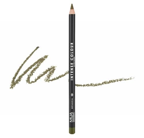 MUA Intense Colour Pencil Eyeliner, Botanical (Pack of 1) | Khaki Olive Green Shade, Soft & Blendable Formula, Enhanced Definition, Vegan & Cruelty Free