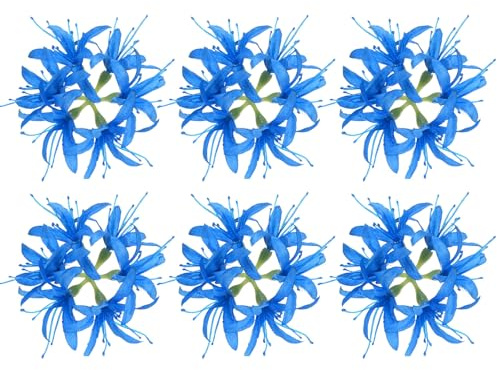 M METERXITY Artificial Flower Heads (5 Inch, Blue) 6 PCS - Spider Lily Silk Fake Flowers & Faux Floral Bulk, Apply to DIY Crafts/Wedding/Party/Decor/Home