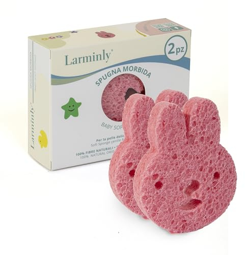 Éponge de bain en fibre de cellulose (Wood Pulp) – Doux et délicat pour la peau – Idéal pour le visage et le corps – Réutilisable – Lot de 2 pièces (rose)