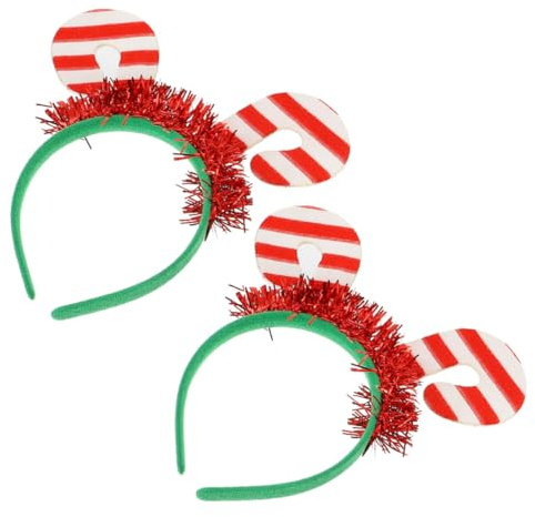 IMIKEYA Weihnachts Haarreif 2 Stück Kopfschmuck mit Rotem Weißem Candy Cane Design Leichter Haarreifen für Weihnachtsfeiern und Partyzubehör