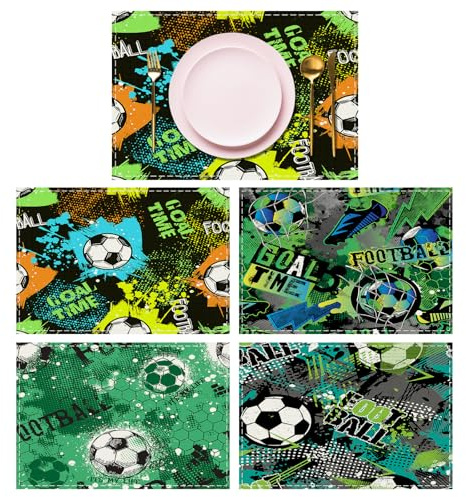 Lvjkes 4 Stück Fußball Platzset, 30 x 45 cm Tischsets Abwaschbar
