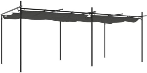 mtlskopl Pergola con tetto scorrevole, gazebo per terrazza e giardino, tettoia in metallo antracite, parasole regolabile per esterni, 589 x 292 x 230 cm