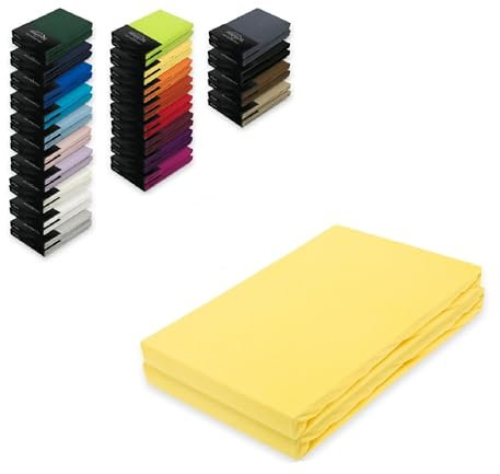 EXKLUSIV HEIMTEXTIL Jersey Spannbettlaken Doppelpack 200 x 220 cm 100% Baumwolle Öko - Tex Zertifiziert, Markenqualität, Matratzenhöhe bis 35 cm, Gelb