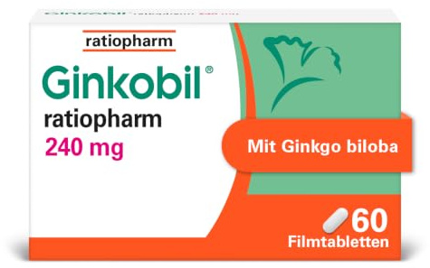 Ginkobil® ratiopharm 240 mg Filmtabletten, 60 Filmtabletten | Stärken die Gedächtnisleistung und Konzentrationsleistung* mit dem Extrakt aus Ginkgo biloba
