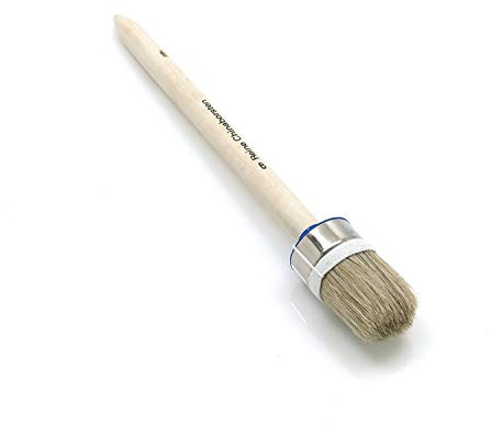 Pinceau rond taille 6 longueur des poils 52 mm 30 mm soie mixte claire manche en bois brut Manche bois brut 12 pièces
