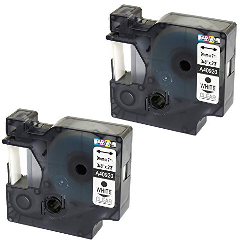 2 Kassetten D1 40920 weiß auf transparent 9mm x 7m Schriftband kompatibel für DYMO LabelManager LM 100 150 160 200 210D 260 280 300 350 350D 360D 400 420P 450 500TS PC2 PnP LabelWriter LW 400 450 Duo