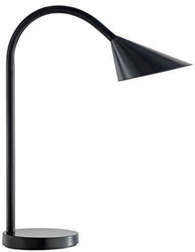 Unilux Sol Adjustable LED Metal Desk Lamp with Flexible Arm for Home Office and Study, Warm White, Round Base, Black