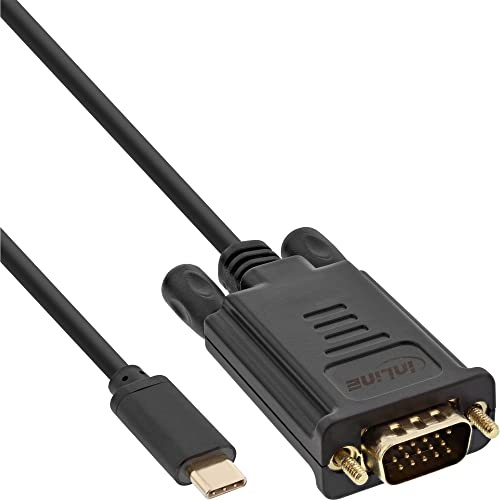 InLine 64142 USB Display Kabel, USB Typ-C Stecker zu VGA Stecker (DP Alt Mode), schwarz, 2m