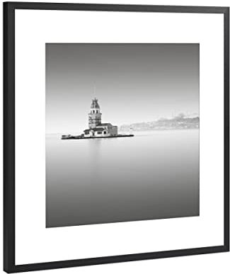 artboxONE Poster mit Rahmen Schwarz (Metallic) 20x20 cm Leanderturm Kiz Kulesi Istanbul von Ronny Behnert