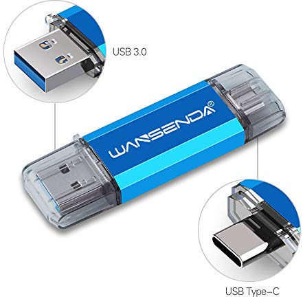 WANSENDA Memoria USB Tipo C 128GB, Unidad Flash USB 3.0 de Doble Puerto & USB C OTG Memory Stick Pendrive para Dispositivos Tipo C Android/Mac/PC