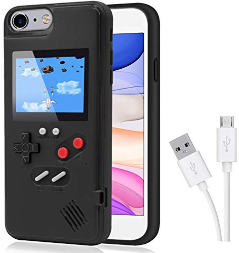 DIKKAR Game Case für iPhone, Retro-Schutzhülle mit Eigener Stromversorgung,36 Kleine Spiele,Farbdisplay,Videospieletui für iPhone 6/6s/7/8 (Schwarz)