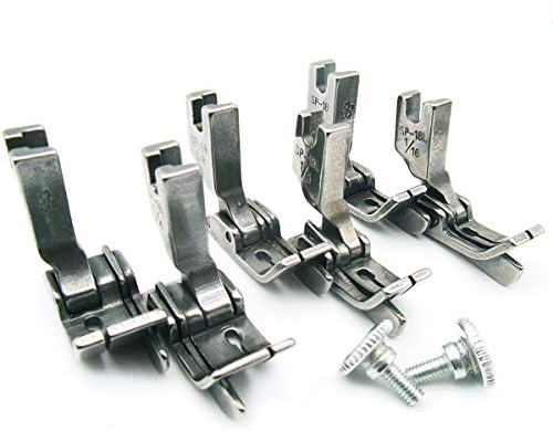 CKPSMS Marque – 3 Tailles (6 pièces) Pieds presseurs à charnière pour Machine à Coudre Industrielle #SP-18 avec Guide Droit et Gauche (SP-18 1/16 + 1/8 + 1/4 avec Guide Droit et Gauche).