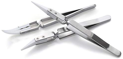 Yakamoz Reverse Ceramic Tweezers, 3pcs Non-Conductive Precision Tool