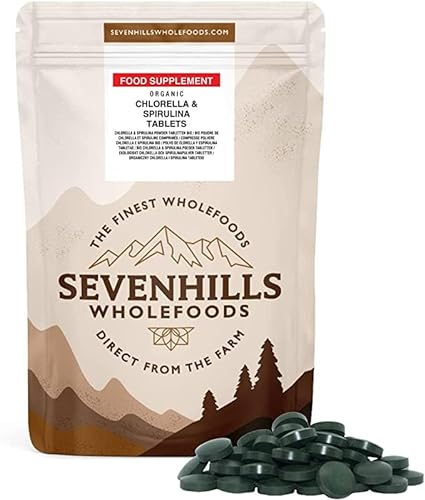Sevenhills Wholefoods Bio Chlorella + Spirulina Presslinge, 1000 Tabletten, 500g