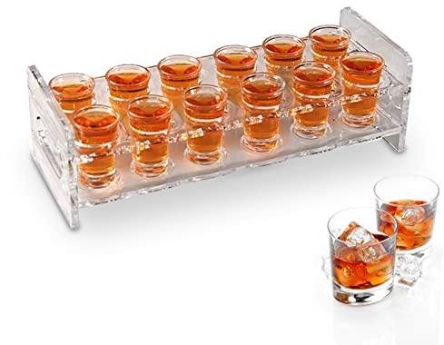 Porte-verres à shot 12 trous, support à cocktail en verre à shot,verre a rhum, verre shooter,verres à shot,support à cocktail en acrylique planche de service de boissons pour maison, bar, pub et fête