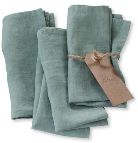 LOBERON Serviette 4er Set Ghis ,  grün | Hochzeitsdeko, Hochwertiges Leinen, Schlicht & zeitlos, Natürlicher Charme