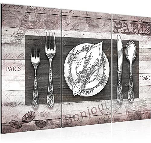Runa Art Résumé De La Cuisine Peinture Tableau Salon XXL Rose gris café 120 x 80 cm 3 parties Decoration Murale 038131b