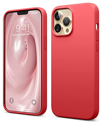 elago Liquid Silicone Case Compatible with iPhone 13 Pro Max Case (6.7), Premium Silicone, Full Body Protection - 3 Layer Shockproof Phone Cover, Anti-Scratch Soft Microfiber Lining (Red)