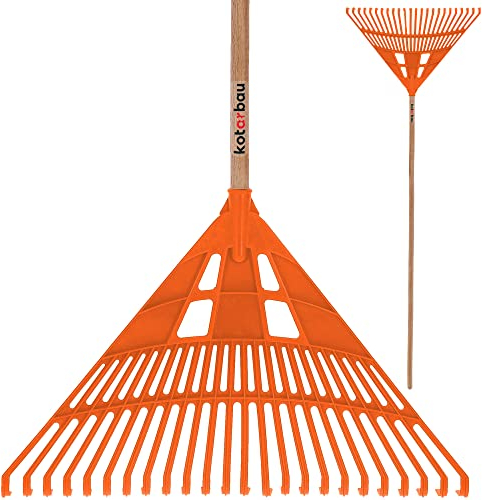 KOTARBAU® Rastrello Foglie Robusto 610 mm con Manico, Scopa per Foglie, Scopa a ventaglio, rastrello Giardino Foglie, in plastica rastrelli Olive