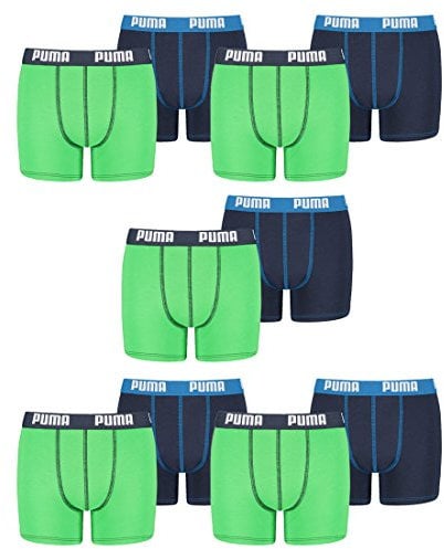 PUMA 10 er Pack Boxer Boxershorts Jungen Kinder Unterhose Unterwäsche, Farbe:686 - Green/Blue, Bekleidung:140