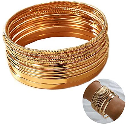 Ensemble de bracelets larges brillants multicouches Prosy Ensemble d'accessoires à main fantaisie en or Bijoux réglables pour femmes et filles