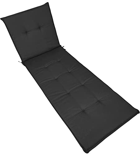 DILUMA | Liegenauflage Rhodos 191x60 cm Anthrazit | Liegenpolster Gartenliege 5,5 cm Stark | Polsterauflage für Sonnenliegen | Strukturgewebe aus 100% Baumwolle
