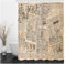 Banemi Duschvorhang Stoff, Duschvorhang Extralang Schwarz Hellbraun Zeitung Polyestergewebe 180X200cm für Eck Dusche mit 12 Duschvorhangringen