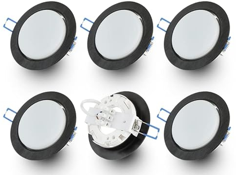 6x LED Einbaustrahler Flach 8,2W GX53 – 750 Lumen, Deckenstrahler 4000K Neutralweiß – 95mm Lochmaß, 108mm Außenmaß – Deckenspots Schwarz gebürstet aus Aluminium – Ultra Slim Deckenleuchte