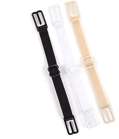 Quesuc 3 Stück BH-Trägerhalter Stop Slipping, Verstellbare BH-Träger Halter BH-Clips BH-Träger Clips Set, Weich und Bequem Elastisch Passt Alle Cup-Größen (Schwarz, Beige, Weiß)