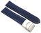 Sulla 22mm Uhrenband Genuine Leder Armband mit Faltschließe aus Edelstahl Königsblau Weiße Naht
