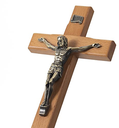 ARCHOBAN 25,4 cm Kruzifix Wandkreuz - Katholisches Holz Jesus Christus Kreuz für Wand oder Gebetsraum, Massivholz Wohnkultur