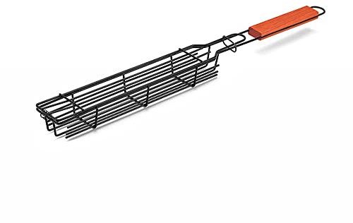 Lixada Camping BBQ Grillkorb Holzkohlegrill Outdoor Grill Werkzeug Picknick Tragbarer Holzgriff Braten Fleisch Zubehör